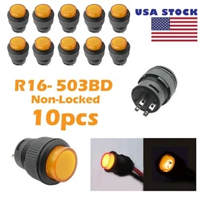 10x Interruptor de botón pulsador LED no bloqueado de 4 pines de 16 mm naranja R16 503BD stock en EE. UU. - Imagen 1 de 3
