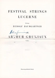 ARTHUR GRUMIAUX Violinist autographed Lucerne program, 1961 & photograph - Picture 1 of 2
