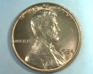 Centavo Lincoln 1954-D gema de centavo gema roja sin circular sin circular RD BONITA MONEDA ORIGINAL - Imagen 1 de 2