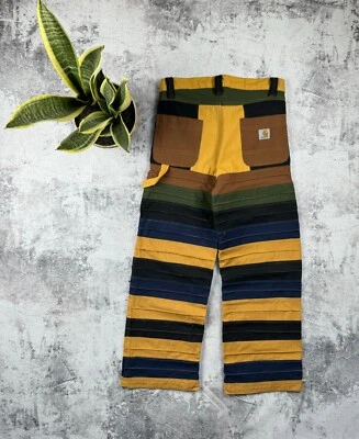 Pantalones de mezclilla Carhartt vintage de carpintero desgastados a rayas años 90 1 de 1 Foto 1 de 4