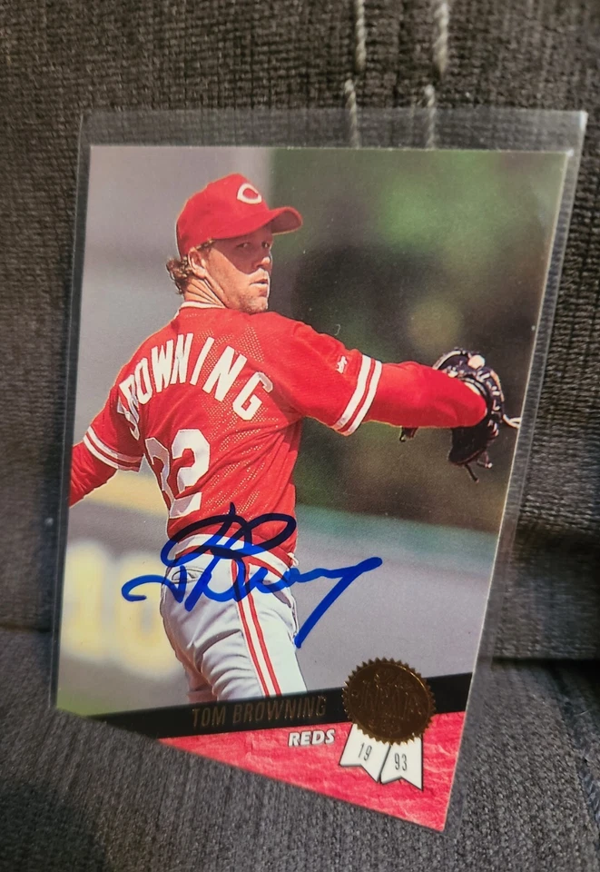 Tom Browning Autograph Signed 1993 Leaf Cincinnati Reds Mr. Perfect - Image 1 of 1