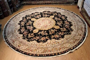 _ROUND_RUG_12' x 12' Round Rug Knotted Traditional Wool & Silk Rug *HANDMADE* - Picture 1 of 12