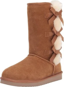 NWOB Koolaburra by UGG Women's Victoria Tall Suede Boots Chestnut Size 7 Bows - Picture 1 of 6