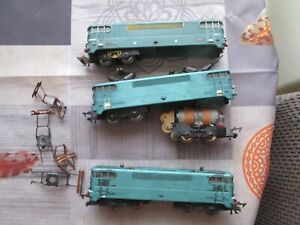 lots de 3 locomotives bb 9201 jouef moteur saucisson 6 volts à restaurer 