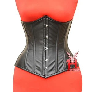 Unterbrustkorsett Schwarz Leder Korsett Taillentraining Underbust Leather Corset - Picture 1 of 5