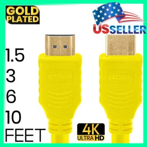 Yellow 28AWG HDMI to HDMI Cable Ethernet 4K HDMI Cord 3D ARC for PS5 PC XBOX - Picture 1 of 6