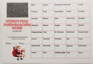 10 x FUNDRAISING SCRATCH CARDS CHRISTMAS THEME FULL COLOUR CHRISTMAS PARTY GAME - Picture 1 of 1