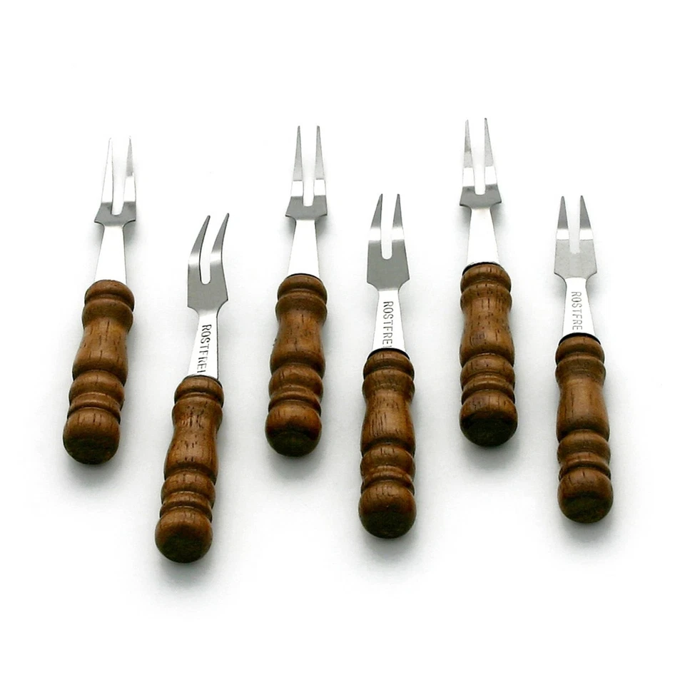 GRÄWE Partygabeln 6 Stück, Edelstahl mit Holzgriff, rustikal - Bild 1 von 1