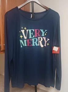 JC Penny Sleep Chic Very Merry Holiday 2 Piece Pajama Sleep Set Size XXL 2X (C) - Picture 1 of 5