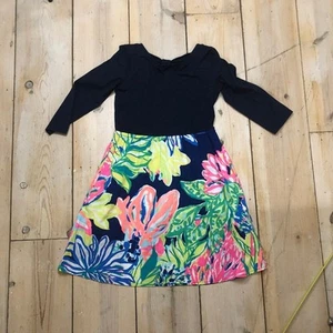 Lilly Pulitzer NWOT Girls Floral Mochi Dress in Navy Blue Top/Floral Bottom - XL - Picture 1 of 6