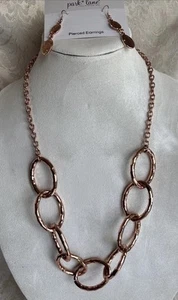 Park Lane En Vogue Necklace Up To 30” Rose Gold Tone Chain & Step Up Earrings - Picture 1 of 24