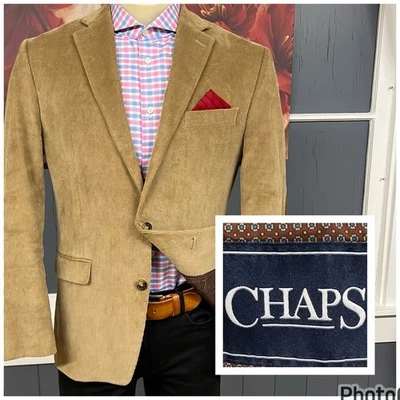 Chaps Corduroy Blazer Jacket Sport Coat Mens 40R Cotton Stretch Khaki - Image 1 of 4