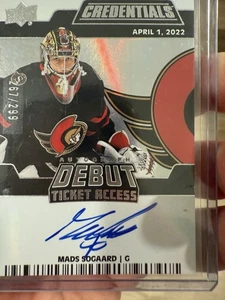 2022-23 UD Credentials Mads Sogaard Debut Ticket Access Rookie Auto #/299 - Picture 1 of 2