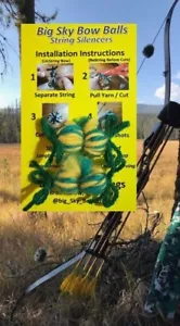 Big Sky Bow Balls Bow String Silencers -(Green & Yellow )Longbow, Recurve Bow - Picture 1 of 3