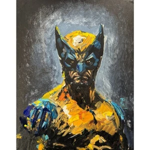 Original Impasto Yellow Suit Wolverine Comic Gemälde Wandbild auf Leinwand 20" - Bild 1 von 2