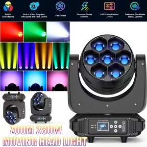 7x50W LED Zoom Moving Head DJ Light Beam RGBW DMX Strobe Party Stage Wash Lights - Picture 1 of 11