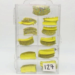 Brand New Tip Jar Fake Nail Tips - Yellow with Silver Glitter (#127) - Picture 1 of 4