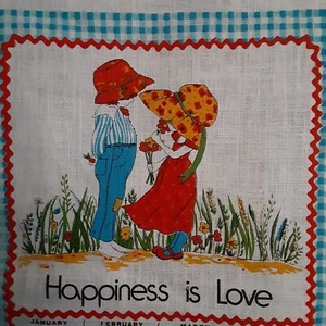 Calendario de lino vintage 1978 Happiness Is Love Whimsy Farmhouse - Imagen 1 de 10