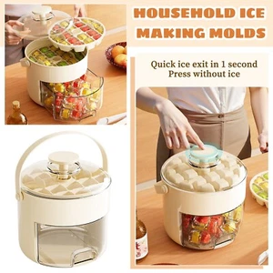 Portable Push Ice Bucket And Ice Tray Push Out Ice And Demould Ice Balls Mold - Picture 1 of 8