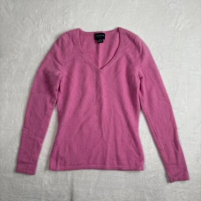 Suéter para mujer Ann Taylor rosa cachemir ligero manga larga cuello en V S Petite Foto 1 de 4