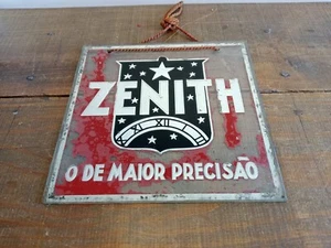 RARE - ZENITH CLOCKS - ADVERTISING ON PAINTED GLASS - MADE IN PORTUGAL - Picture 1 of 17
