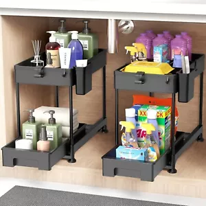 Under Sink Organizer, Sliding Cabinet Basket Organizer 2 Tier Under Bathroom ... - Picture 1 of 4