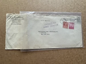US WWII Prexy Censor Cover +Frank #815 +Penalty Env +Passed by US Army + PR CXL - Picture 1 of 3