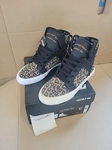 New/Defects Supra Womens Skytop Black CHEETAH PRINT 6.5 M - Picture 1 of 5