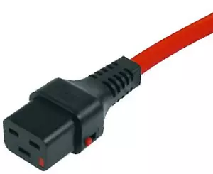 Cable de extensión de alimentación IEC C20 enchufe macho a bloqueo hembra IEC C19 rojo 1m 1 metro - Imagen 1 de 3
