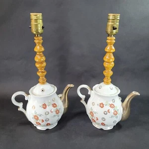 Trimont Ware Floral Teekanne Tischlampe Made in Japan Vintage Paar 2 Stück - Bild 1 von 12