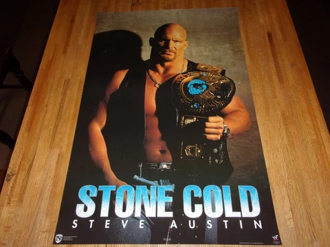Stone Cold Steve Austin Poster 22 X 34 Out of Print WWF WWE New Old Stock Cover