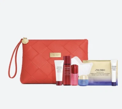 Shiseido 6 шт + сумка: маска для глаз, активирующая эссенция, жизненно важное совершенство, Ultimune,... - Изображение 1 из 4