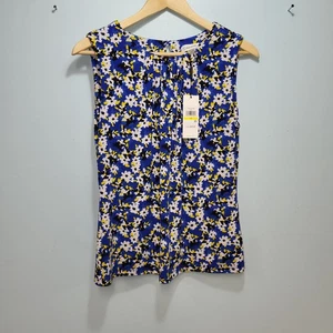 Blusa sin mangas para mujer Calvin Klein talla M azul con amarillo blanco floral nueva con etiquetas $39 - Imagen 1 de 8