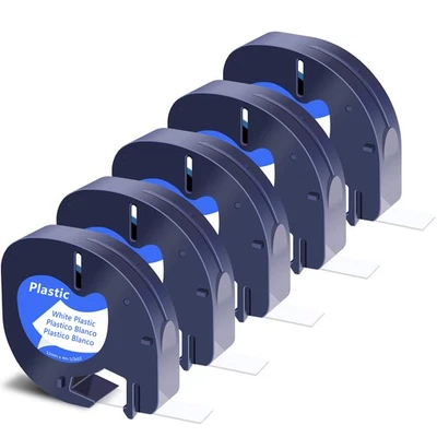 Пластиковая лента для этикеток 5 шт. 12 мм 91331 черная на белом подходит для DYMO LetraTag LT100H - Изображение 1 из 4