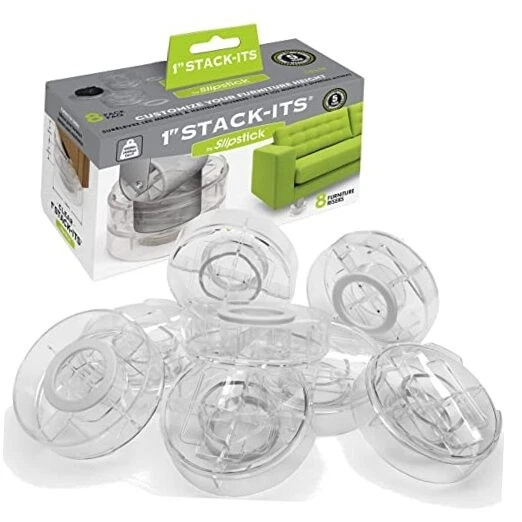 Slipstick CB658 STACKITS Clear Stackable Furniture Risers 8-pack