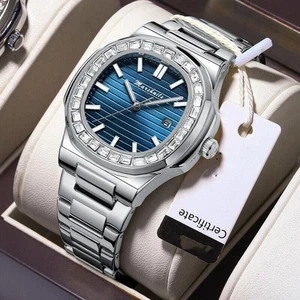 Watch Waterproof Luminous Analog Date Men's Stainless Steel - Picture 1 of 18