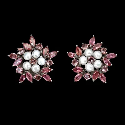 Pendientes de plata de ley 925 perlas de turmalina joyas de piedras preciosas naturales Foto 1 de 4