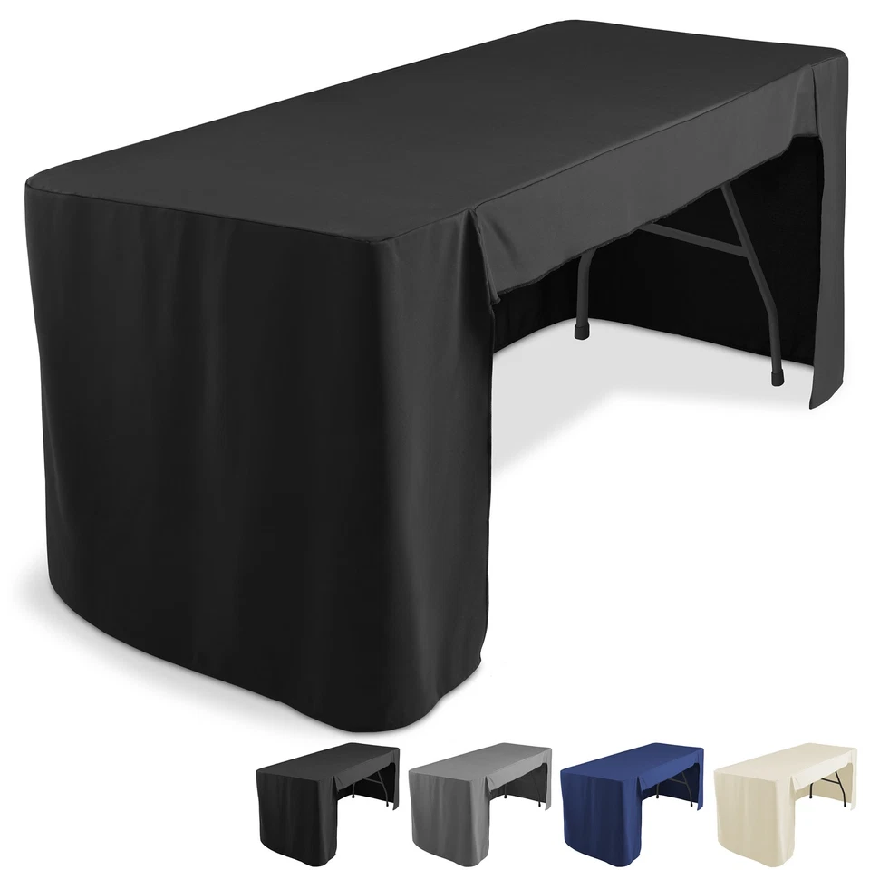 6' Fitted Tablecloth Cover with Open Back for Trade Show/Banquet/DJ Table - Image 1 of 1