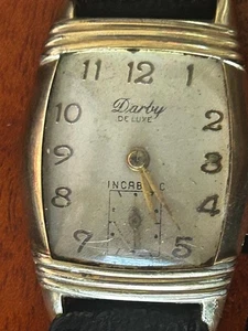Orologio uomo Darby DE LUXE VINTAGE anni 40-50 - lunetta G.F. 10K - cinturino Kreisler - Foto 1 di 6