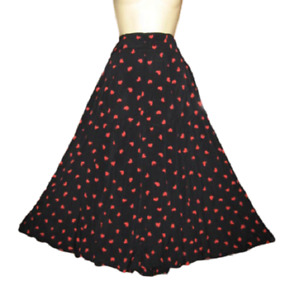 Retro Vintage Carole Little Rockabilly Style Love Heart Print Swing Skirt