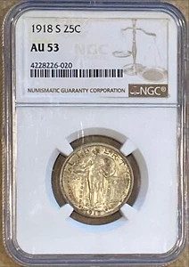 1918-S STANDING LIBERTY QUARTER PCGS AU53 - Picture 1 of 2