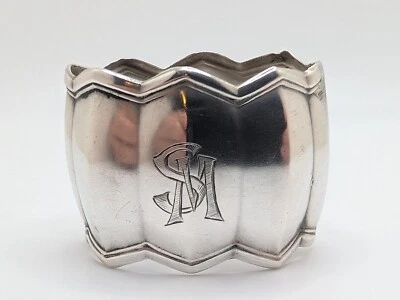 Antique 800 Silver Napkin Ring "SM" initials engraving — 第 1/4 张图片