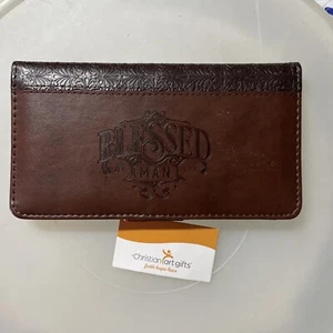 Scheckbuchhülle braun Blessed Man Jer. 17:7 Nagelneu Lux Leder Geschenk - Bild 1 von 8