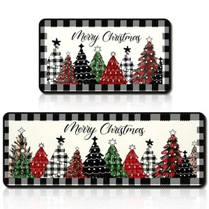 Christmas Kitchen Rugs Set of 2 Merry Christmas Kitchen Floor Mats Xmas Decor... - Picture 1 of 7