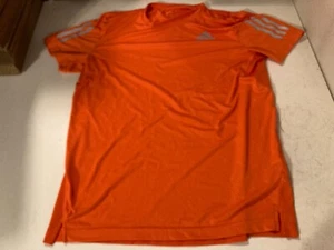 Adidas Running Shirt Mens Medium Orange w/ Reflective Strips Gym Outdoor Workout - Picture 1 of 7