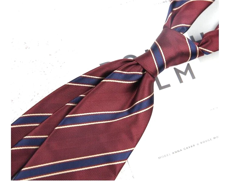New Classic Striped Red Blue JACQUARD WOVEN 100% Silk Men's Necktie Tie - image 1 of 1