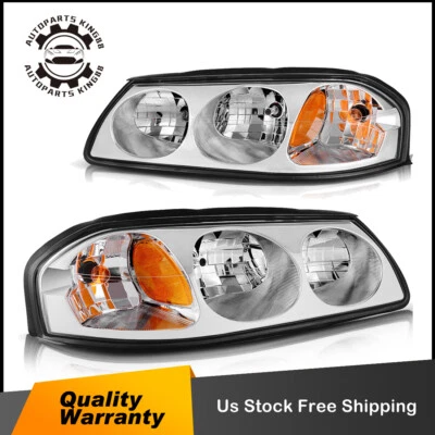 Headlight Assembly For 2000-2005 Chevy Impala  Chrome Housing Headlamp LH+RH - Изображение 1 из 4