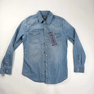 Canyon of Heroes Men's Arrow Stretch Light Blue Wash Pearl Snap Shirt New w Tag - Picture 1 of 13