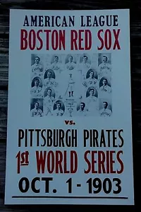 Póster de béisbol de los Medias Rojas de Boston Piratas de Pittsburg 1903 decoración de logia para hombres 14" x 22" - Imagen 1 de 1
