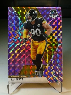 2020 Panini Mosaic NFL Steelers Football T.J WATT Purple Mosaic Prizm /49 - Image 1 of 4